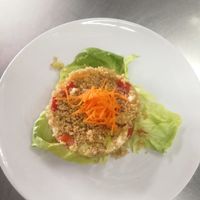 Quinoa salad with avocado, green peber, tomato, sweet onion, carrot and lemon juice.  at Divi in Mallorca