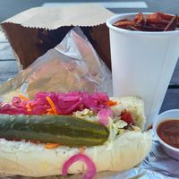 Anti-dog and side of large sweet potato fries w/curry ketchup at Wieners of Waterton in Waterton Park