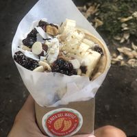 Vegan fruit and ice cream waffle  at La Ruta Del Waffle in Santiago