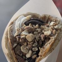 Vegan Waffle with Oreo and Almonds (the vegan cream was extremely sweet) at La Ruta Del Waffle in Santiago