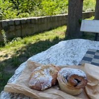 Cinnamon bun and blueberry pastry at Ekosopot in Sopot