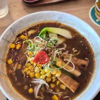 Shoyu ramen mild (still a bit spicy!) no seaweed at Miska Ramen Bar in Prague