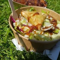 Samosa chaat at Mivesi in Newcastle Upon Tyne