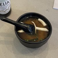 Miso soup at Ohana Sushi Vegan in Montreal