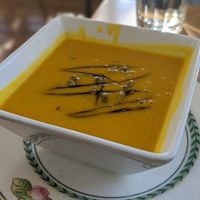 Butternut squash soup at Pyramid Bistro in Aspen