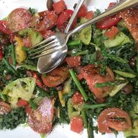 A taste of summer with this heirloom tomato salad. at Pyramid Bistro in Aspen