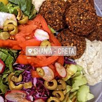 Vegan plate at Falavela in Crete