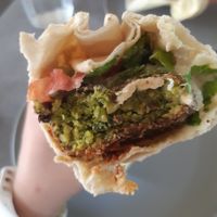 Falavela Falafel in pita with lettuce in place of cabbage. at Falavela in Crete