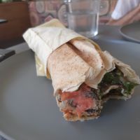 The falafel with pita is large and very filling, and tastes absolutely delicious. at Falavela in Crete