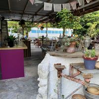 Long view of patio at Floresta Cafe in Delray Beach