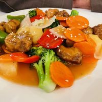 Sweet & Sour with tofu a side of rice  at Loving Hut - Glendale in Glendale