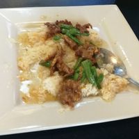 Rice veggie with "pork" at 3G Vegetarian Restaurant in Vancouver