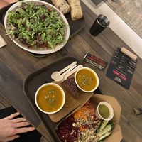 Pumkin soup, salad, flattzer 🍕, wraps  at Mana! - Wan Chai in Hong Kong Island