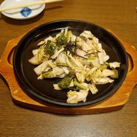 Tsukemono Steak (sauteed chinese cabbage and pickles in sesame oil) at Izakaya Gen in Hida