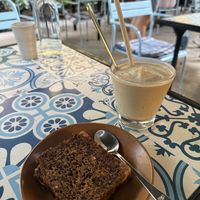 Banana bread and peanut butter iced coffee   at Phin Coffee in Hoi An