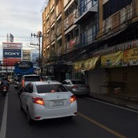 Look for the yellow banners and sony sign at the end of the road. at Vegetarian in Rayong