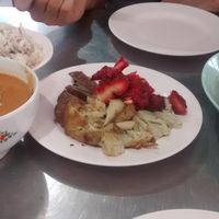 The chicken and the Beef (the red one) was the best  at Vegetarian in Rayong