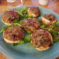 Cheesy mushrooms at Yerbamate in Conil De La Frontera