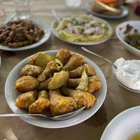Stuffed Zucchini Flowers (filled with rice) at To Faragi Tavern in Crete