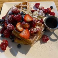 Vegan waffles  at Le Charlotte in Mont-tremblant