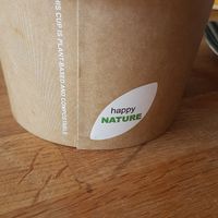 Compostable cups and lids, plastic-free at Katrin's Löffelbar in Luebeck