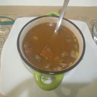 traditional bean soup from Murcia (michirones) gone veganized at El Girasol in Murcia