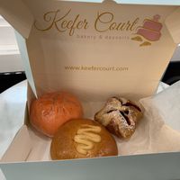 BBQ tofu bun, lemon custard bun (maybe only vegetarian on further research?) and strawberry turnover   at Keefer Court in Eden Prairie