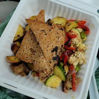 Tofu Scramble with Wheat Bread at Peoples Organic in Eden Prairie