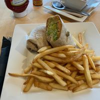 "Peoples Best Veggie Wrap" and a bowl of "Vegan Black Bean Chili".  at Peoples Organic in Eden Prairie