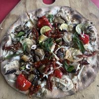 Ortalana with vegan cheese on GF base  at Trulli  in Meeniyan