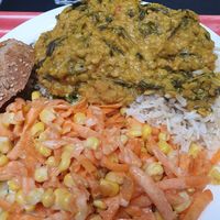 Salad + vegan lentil dhal at Kipsari in Espoo