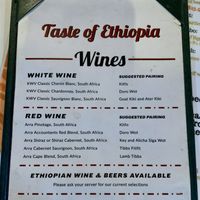 Drink Menu  at Taste of Ethiopia in Pflugerville
