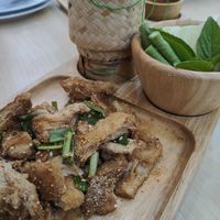 Vegan pork at Bai Plu House in Bangkok
