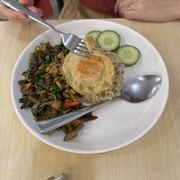This is not an egg but peanut base (pad kra pow I think)  at Bai Plu House in Bangkok
