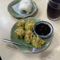 Mushroom dumps and Chinese hot dog bao  at Bai Plu House in Bangkok