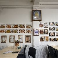 Decor … photos of the items on the menu   at Bai Plu House in Bangkok