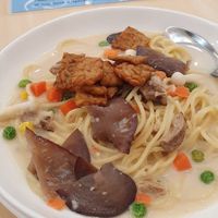 Vegan creamy pasta at Bai Plu House in Bangkok