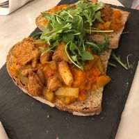 bruschetta with golden chanterelle mushrooms and rocket at Art Cafe Bar in Bled