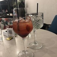 delicious strawberry hugo and gin&tonic at Art Cafe Bar in Bled