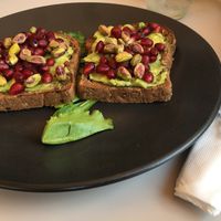 Avocado, pistachio and pomegranate toast at Art Cafe Bar in Bled
