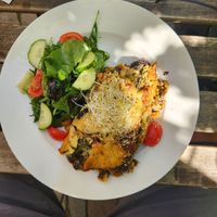 Delicious Vegan Lasgna at Café Nullpunkt in Berlin