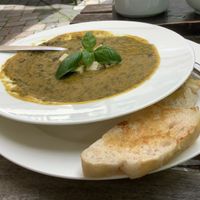 Soup and bread at Café Nullpunkt in Berlin