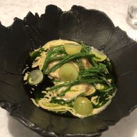 Roast potato with dashi buttermilk, samphire and gooseberry   at Land in Birmingham