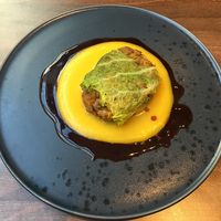 Lentil and fermented pearl barley, squash veloute at Land in Birmingham