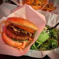 The Beyond burger and avocado salad.  at Naughty Brgr in Helsinki
