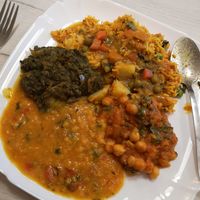 Chana masala, taaka Dahl, aloo palak at Lily's Vegetarian Indian Cuisine in Ashton-under-lyne