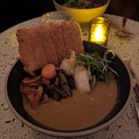 Curry and Tonkatsu Tempeh ramen at Umami Ramen & Izakaya in Montreal