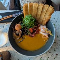 Curry tempura tempeh ramen at Umami Ramen & Izakaya in Montreal