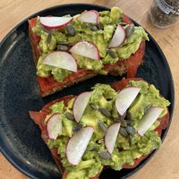 Toast with bio tomatoes and avo.  at Milkees in Lisbon
