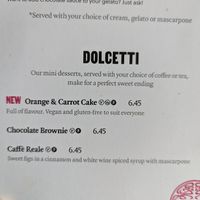 Menu with the vegan option at Milano - Harvey's Quay in Limerick